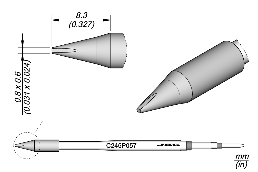 C245P057 - Nickel Chisel Catridge 0.8 x 0.6